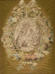 Längd av tyg till en skärm, av Philippe de Lasalle (1723-1804), för Pernon-fabriken i Lyon, 1770-1 (siden, satinväv)